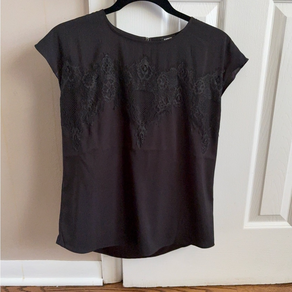 Express Black Lace Accent Blouse